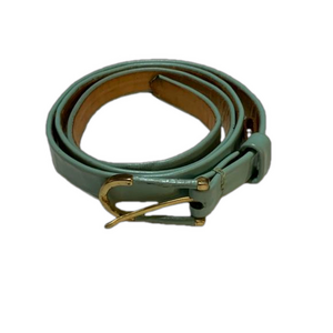 Vintage seafoam green thin leather belt